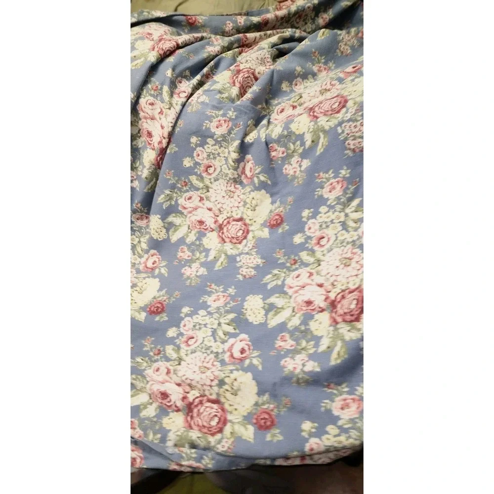 Vtg 3PC Eddie Bauer Home Queen Duvet Set Euro Shams Shabby Cottagecore Floral Ro